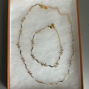 Gold & Silver-Tone Necklace and Bracelet Set by SAQ